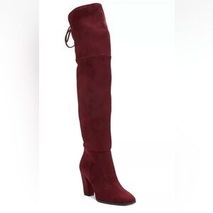 NEW! Vince Camuto Women’s Tapley Over The Knee Suede Boots Heeled Wine 6.5 M